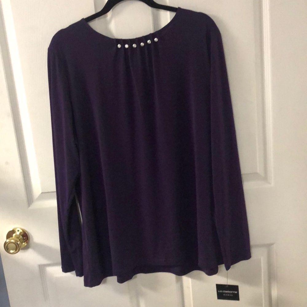 Long Sleeve Purple Professional Blouse